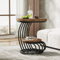 2-Tiers - GOLD FRAME ROUND WHITE FAUX MARBLE TOP