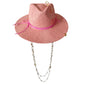 Beach Hat Punk Pearl Chain Crown Sun Hat