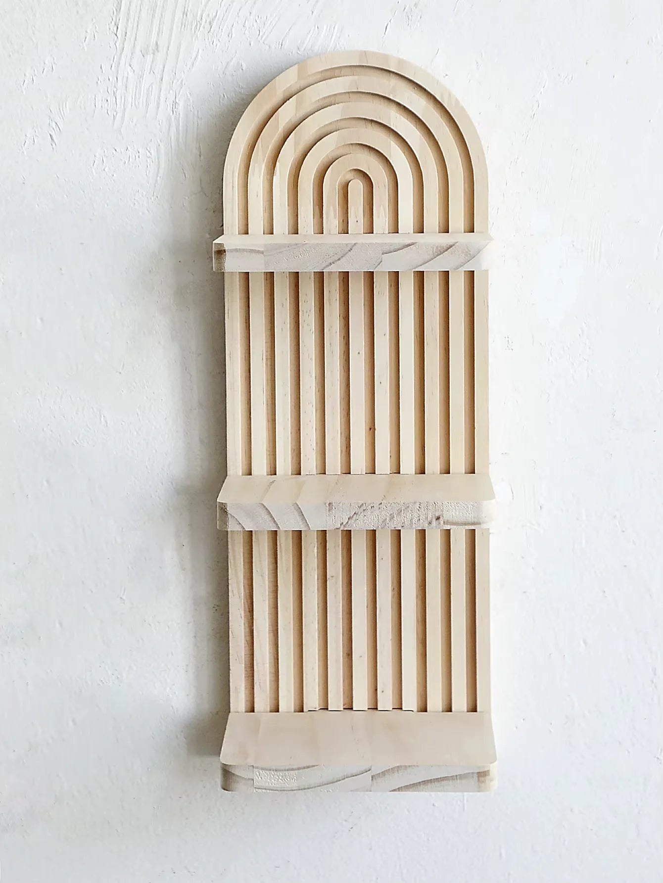 1Pc - Boho 3-Tier Wooden Wall Mounted Arch Shelf Organizer