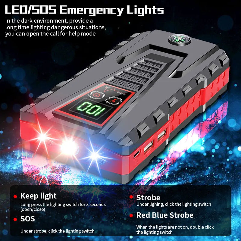 99800mAh, 5000A - PORTABLE CAR/TRUCK JUMP STARTER POWER BANK