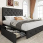 Queen Size Upholstered Headboard Platform Bed Frame