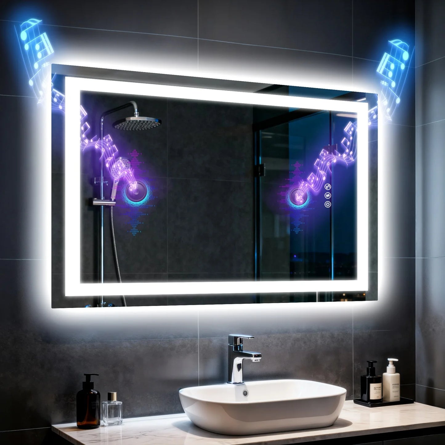 19.68-Inches/23.62-Inches/39.37-Inches/47.24-Inches - LED Bathroom Make-Up Vanity Mirror W/Bluetooth Speaker