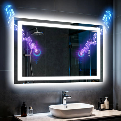 19.68-Inches/23.62-Inches/39.37-Inches/47.24-Inches - LED Bathroom Make-Up Vanity Mirror W/Bluetooth Speaker