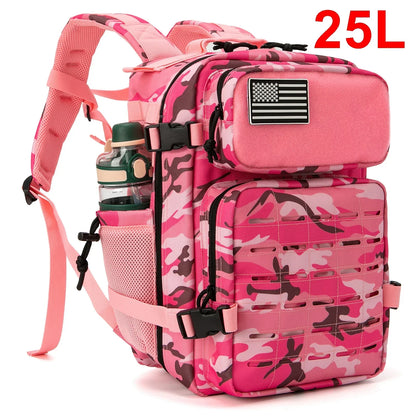 25L - TACTICAL OUTDOOR HIKING BACKPACK W/DUAL BOTTLE HOLDER