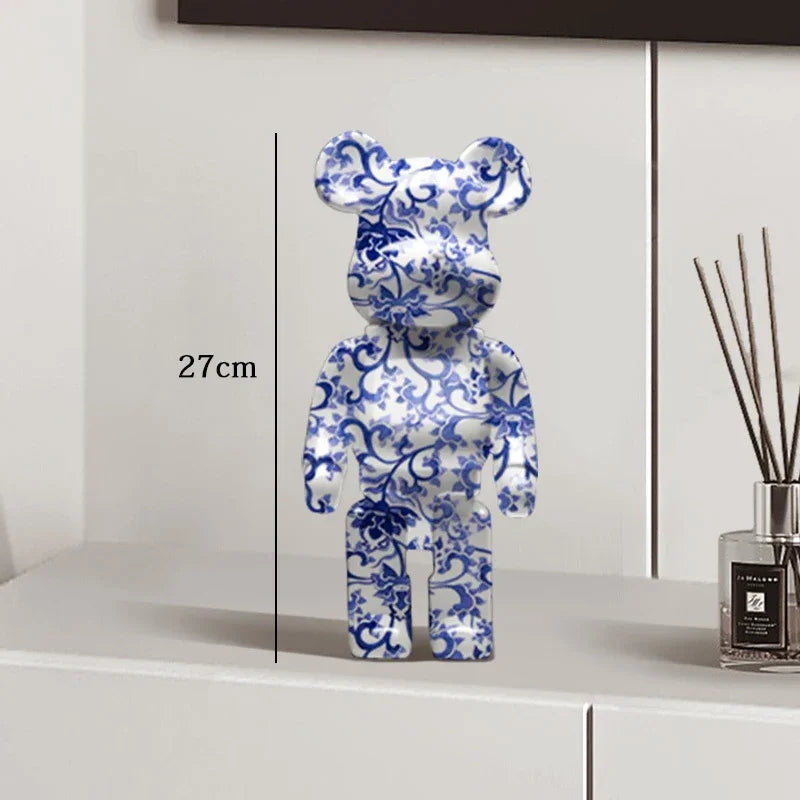 27cm - PAINTED GRAFFITI BEAR RESIN DESKTOP STATUE/ORNAMENTS