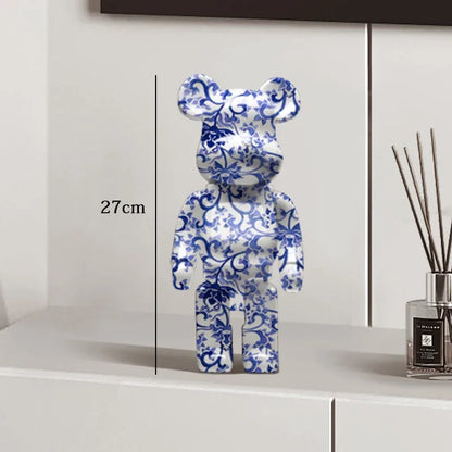27cm - PAINTED GRAFFITI BEAR RESIN DESKTOP STATUE/ORNAMENTS