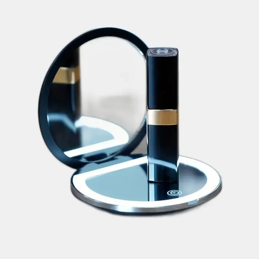 6in, 2X/5X MAGNIFICATION - LED FOLDABLE DOUBLE-SIDED COMPACT MIRROR
