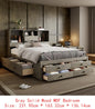 8-DRAWERS - KING SIZE PLATFORM BED W/STORAGE HEADBOARD