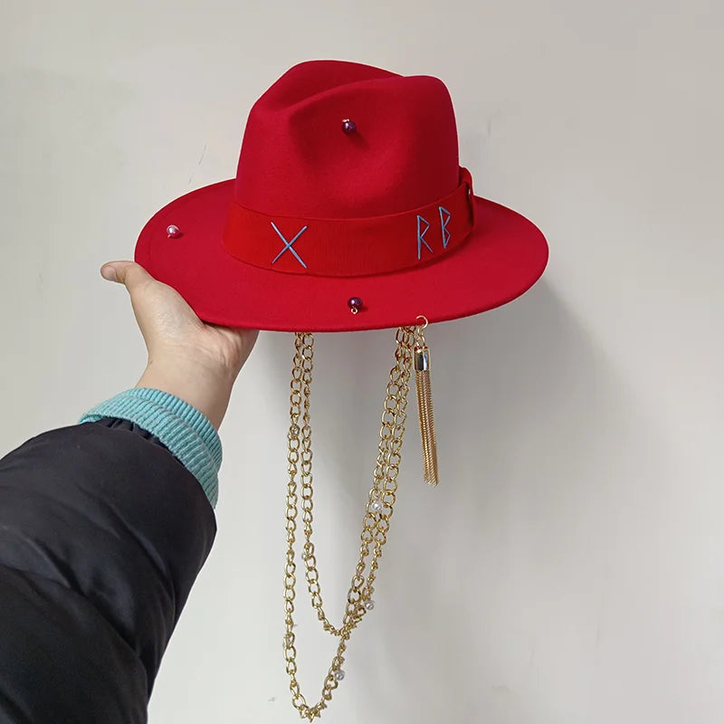 Beach Hat Punk Pearl Chain Crown Sun Hat
