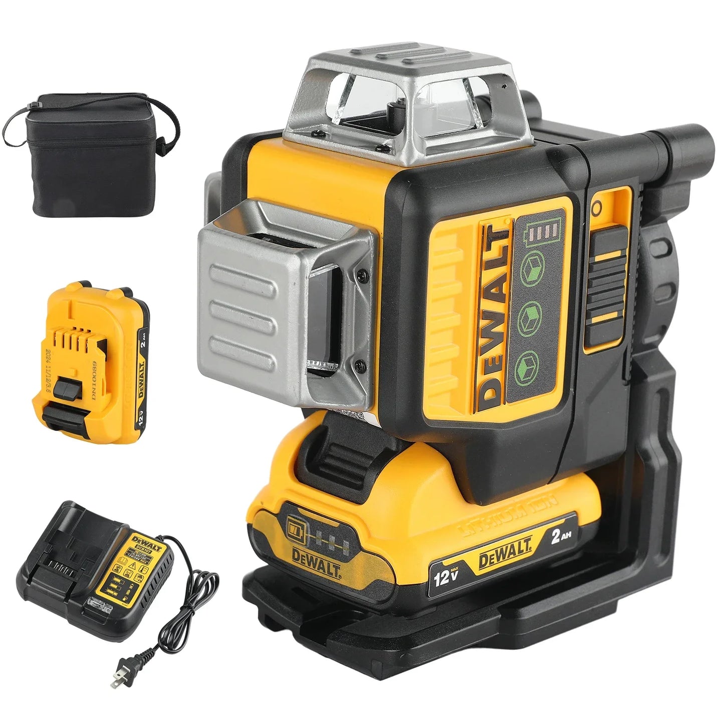 12V - DEWALT DW089LG INDOOR/OUTDOOR 12-LINES LASER LEVEL 3-SIDES VERTICAL 360-DEGREES