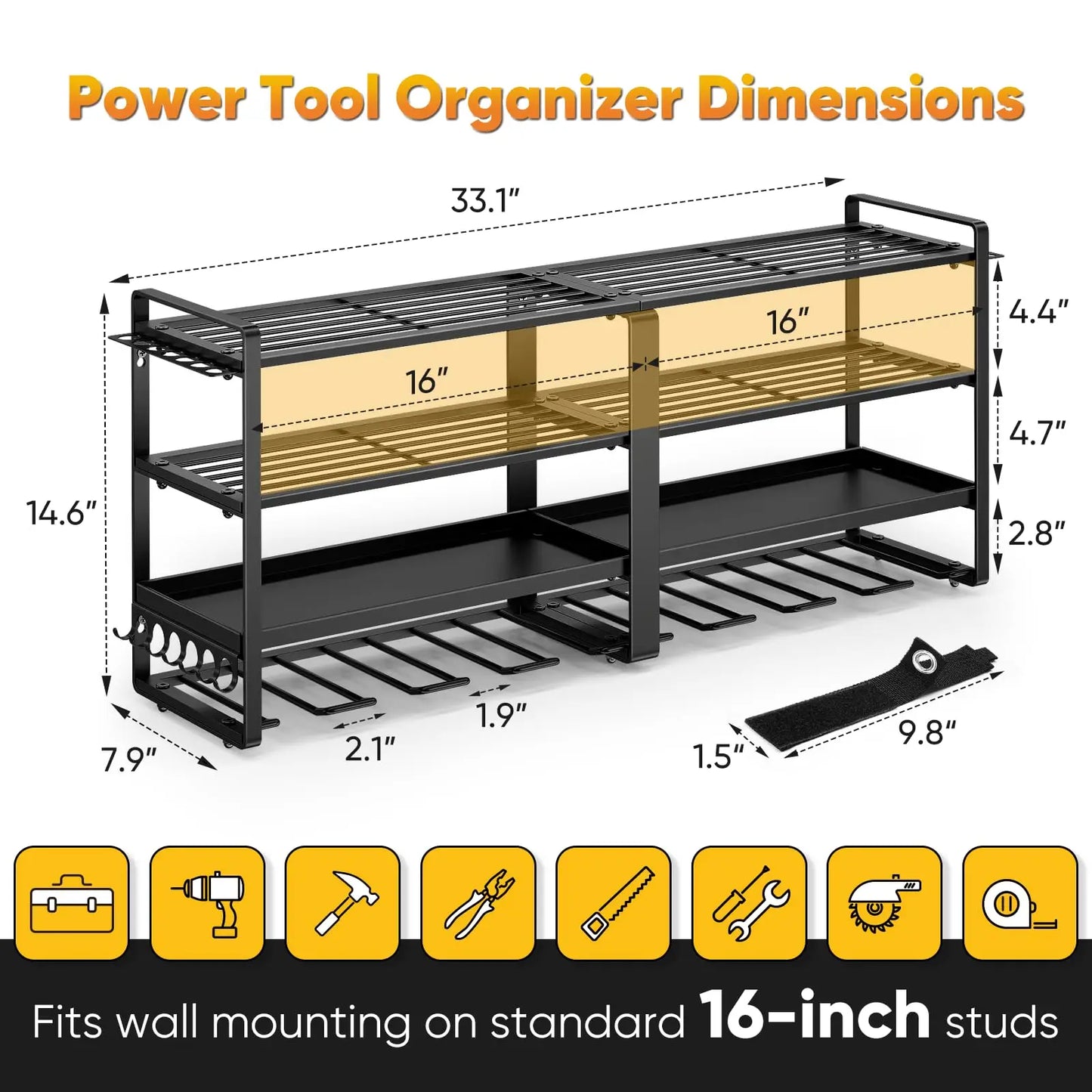 4-LAYER - HEAVY-DUTY WALL MOUNTED POWER TOOL ORGANIZER