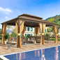 Hardtop Gazebo Aluminum Frame with Galvanized Steel Double Roof Permanent Outdoor Metal Pavilion Includes Curtain and Netting