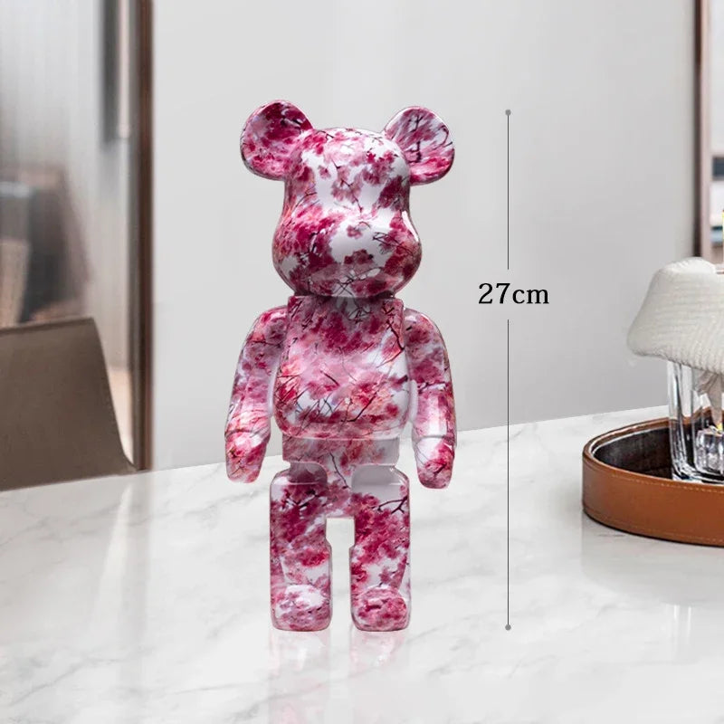 27cm - PAINTED GRAFFITI BEAR RESIN DESKTOP STATUE/ORNAMENTS