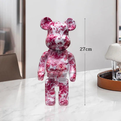 27cm - PAINTED GRAFFITI BEAR RESIN DESKTOP STATUE/ORNAMENTS