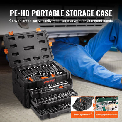 450-Pieces - Mechanics Tool Set and Socket Set 1/4" 3/8" 1/2" Drive