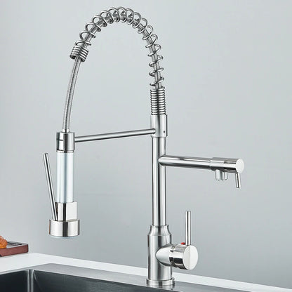 PULL-DOWN CRANE STYLE SPRING KITCHEN SINK FAUCET