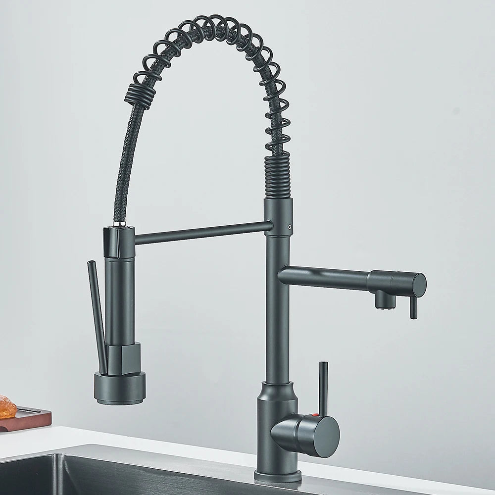 PULL-DOWN CRANE STYLE SPRING KITCHEN SINK FAUCET