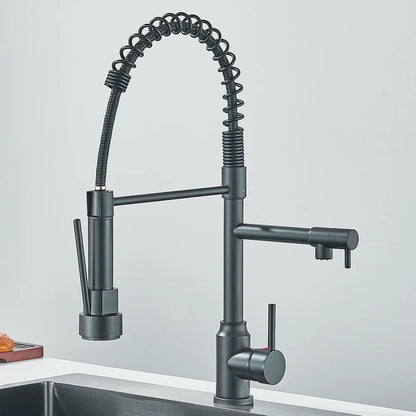 PULL-DOWN CRANE STYLE SPRING KITCHEN SINK FAUCET