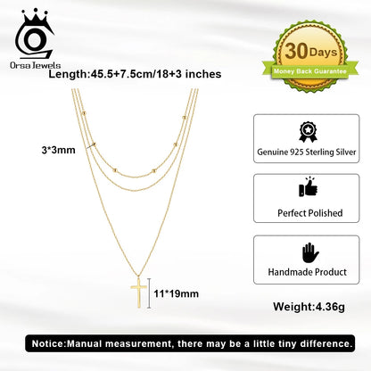 STERLING SILVER CROSS SHAPED NECKLACE PENDANT W/BEADS