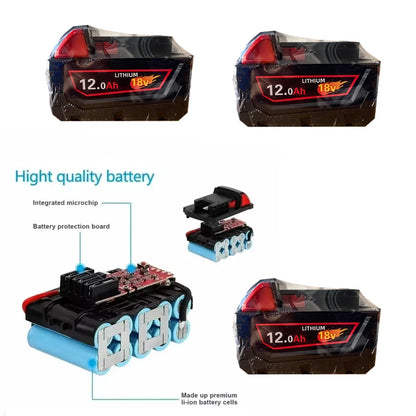 18V, 12.0Ah -M18-HB3 Replacement Battery High Energy for  Original Milwaukee M12-18FC Charger 48-11-1815