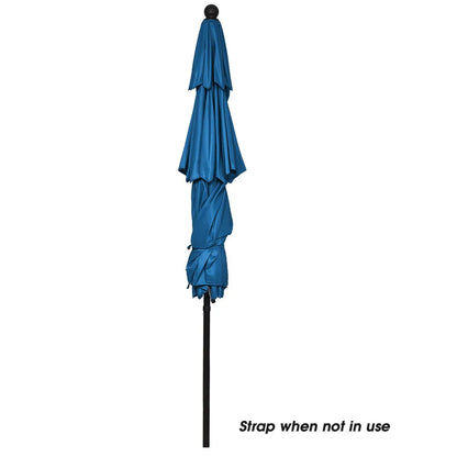 10ft, 3-Tier - OUTDOOR BLUE DOUBLE-SIDED PATIO TABLE UMBRELLAS