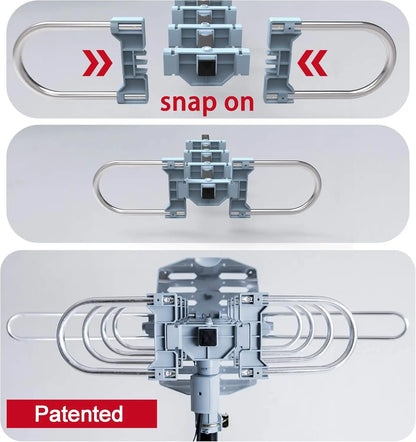 Amplified Outdoor TV Antenna W/360° Motorized Rotation