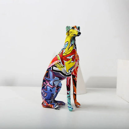 COLORFUL ABSTRACT PAINTED GREYHOUND DOBERMAN DESKTOP DECORATION