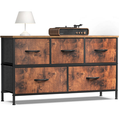 5-FABRIC DRAWERS DISPLAY WARDROBE W/STEEL FRAME STORAGE DRESSER