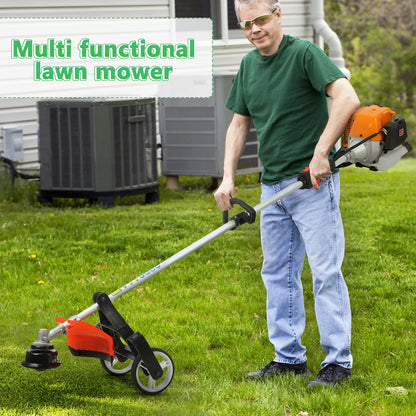 52cc, 2-Cycle, 8-In-1 - Gas Powered Lawn Mower/Weed Wacker Combo Set