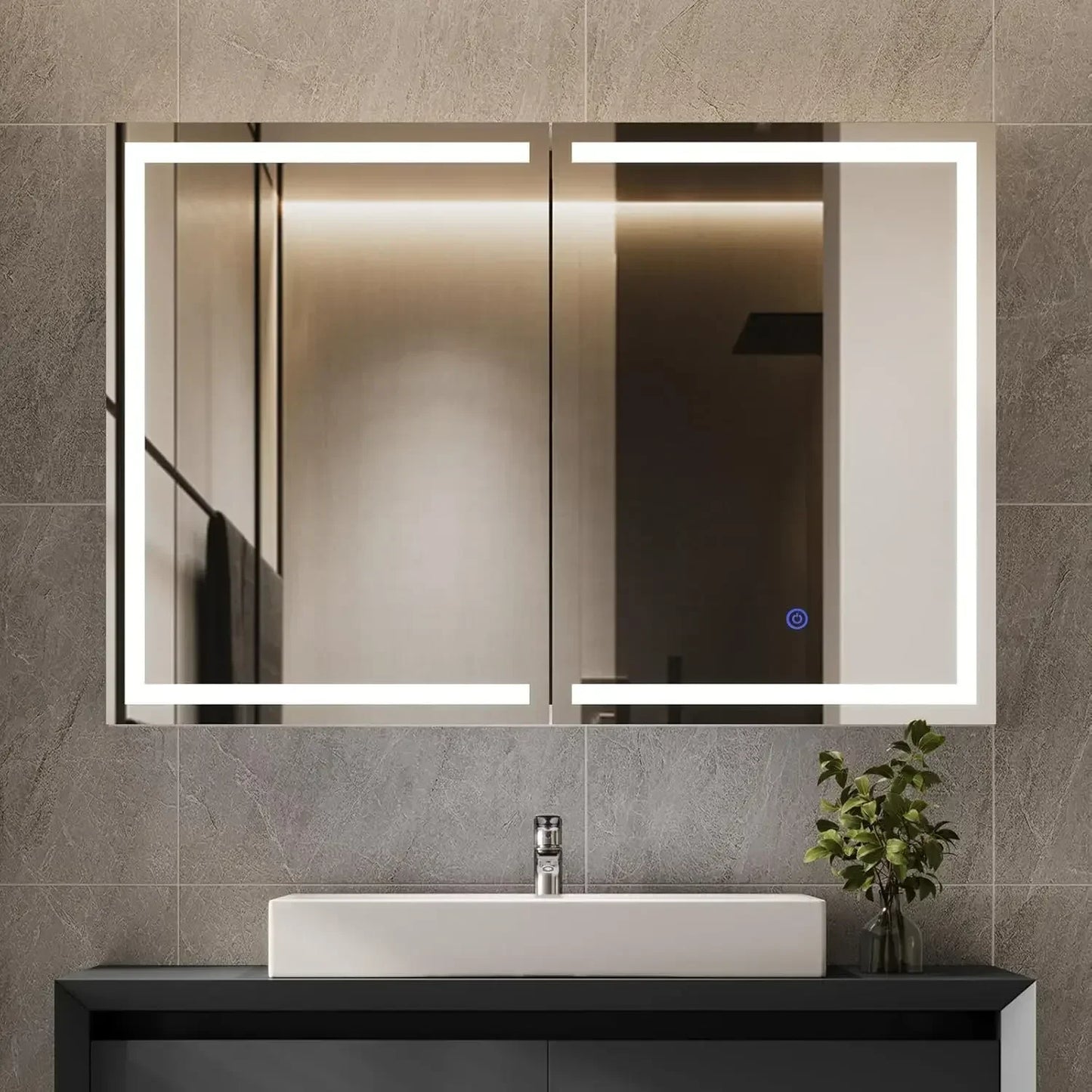 LED LIGHTED WALL MOUNTED MEDICINE CABINET W/MIRROR