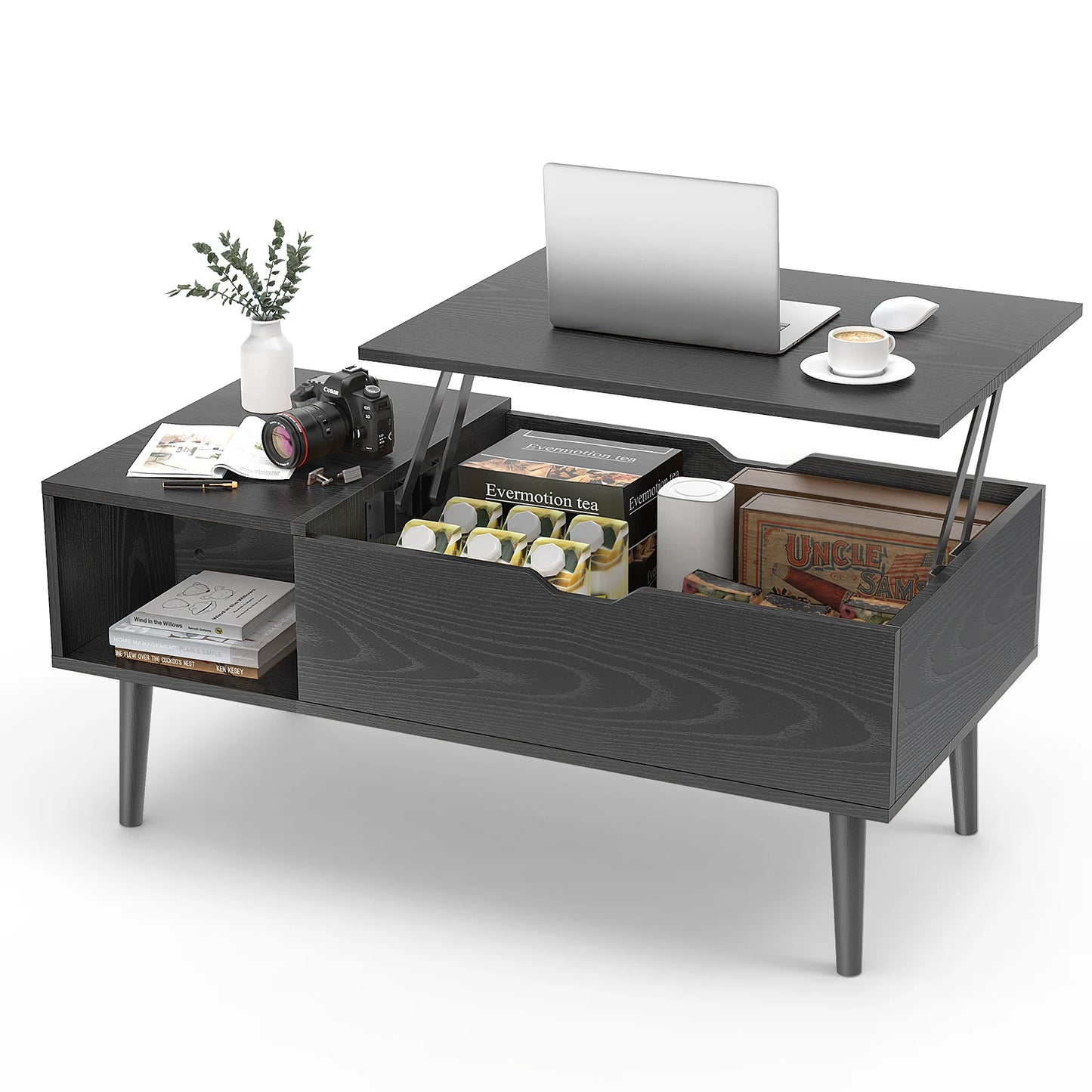 39.7in X 19.7in - TEA WOOD LIFT TOP DESK COFFEE TABLE