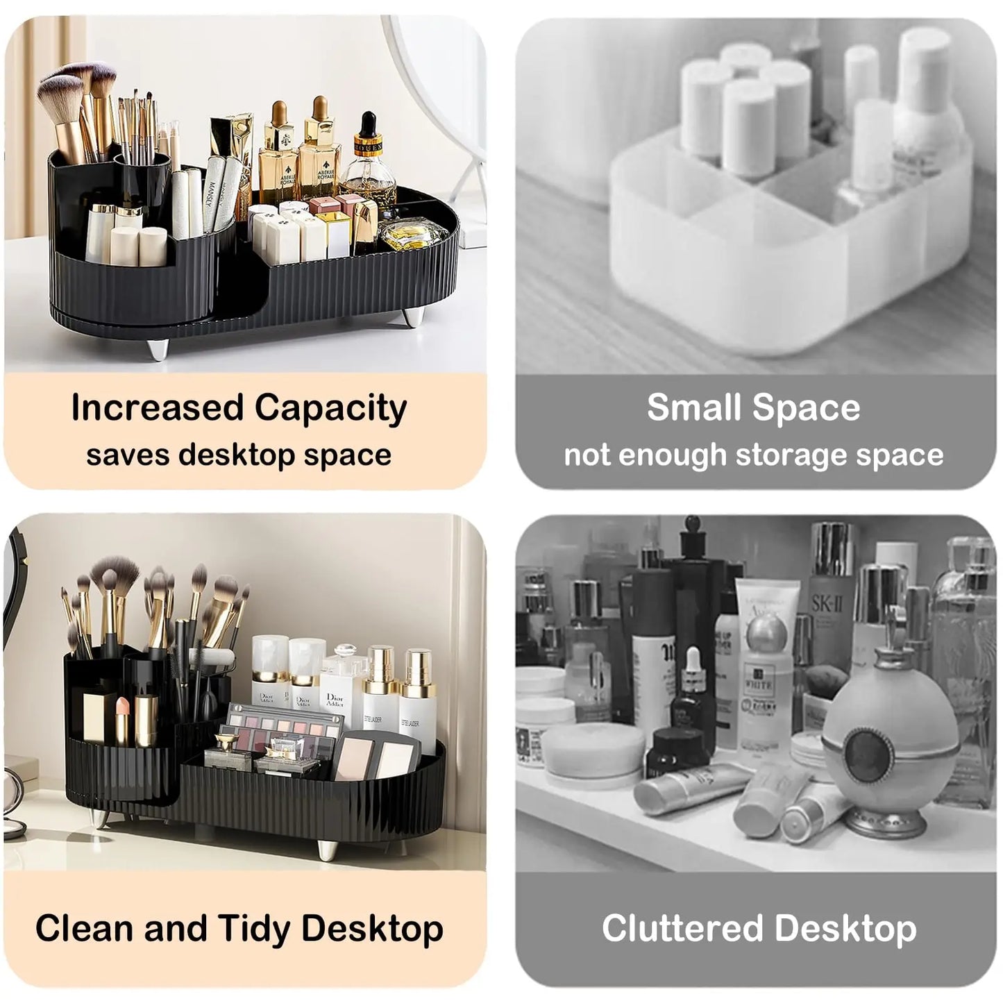 COUNTERTOP ROTATING MAKEUP ORGANIZER BRUSH HOLDER