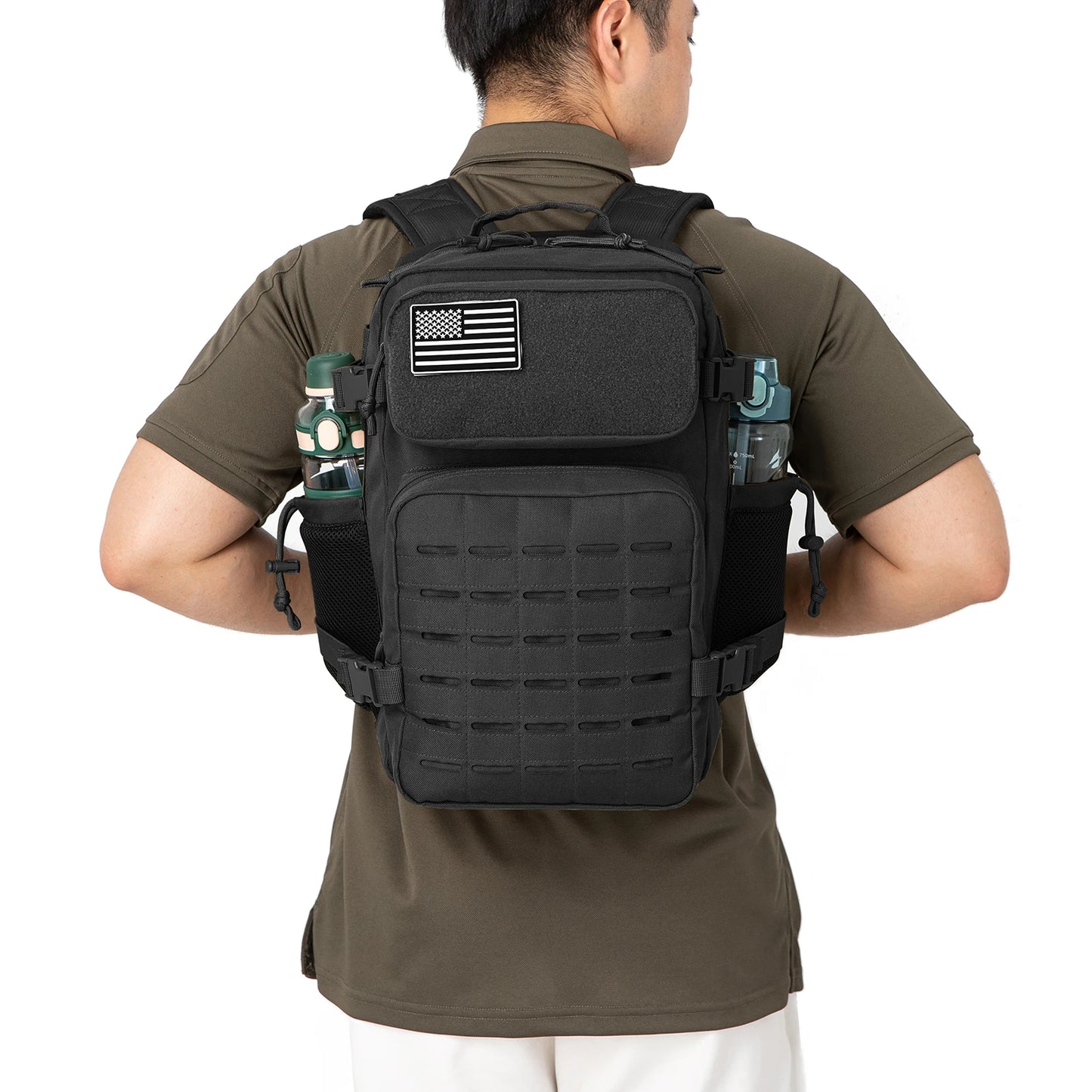 25L - TACTICAL OUTDOOR HIKING BACKPACK W/DUAL BOTTLE HOLDER