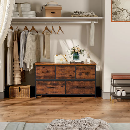 5-FABRIC DRAWERS DISPLAY WARDROBE W/STEEL FRAME STORAGE DRESSER