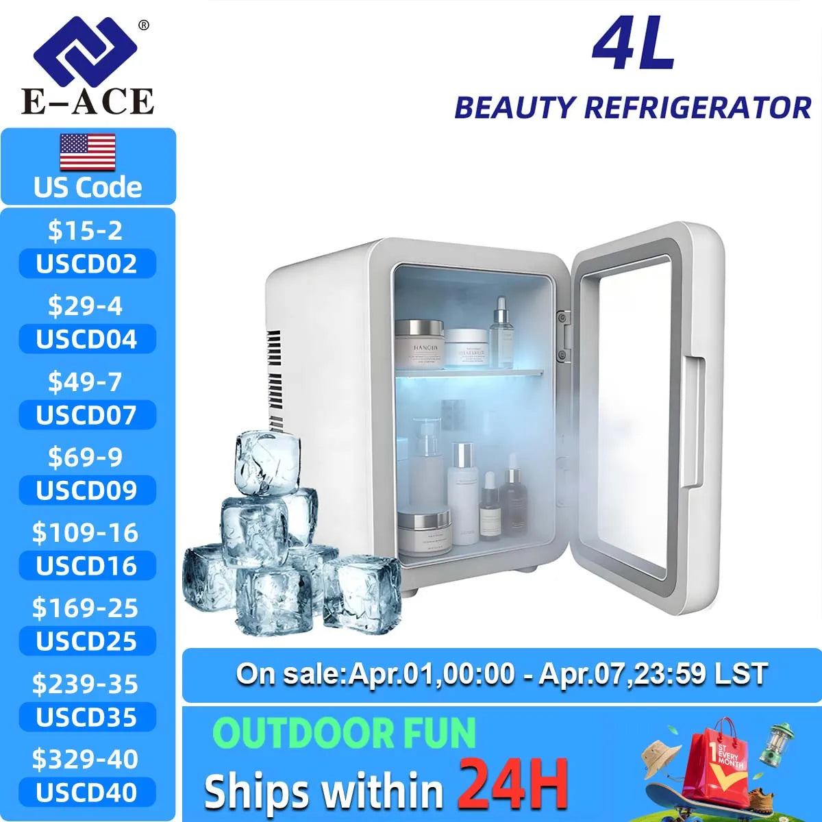 4-Liter CAR/HOME - MINI BEAUTY REFRIGERATOR W/COOLING & HEAT