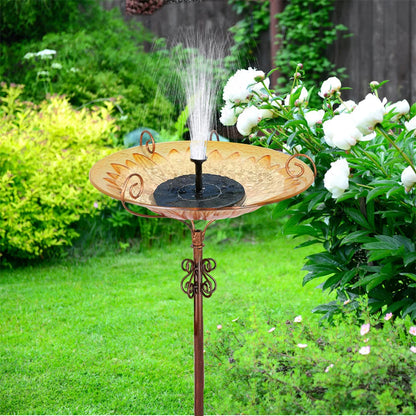 12.2in x 24.8in - GLASS BIRD BATH/FEEDER W/METAL STAKE