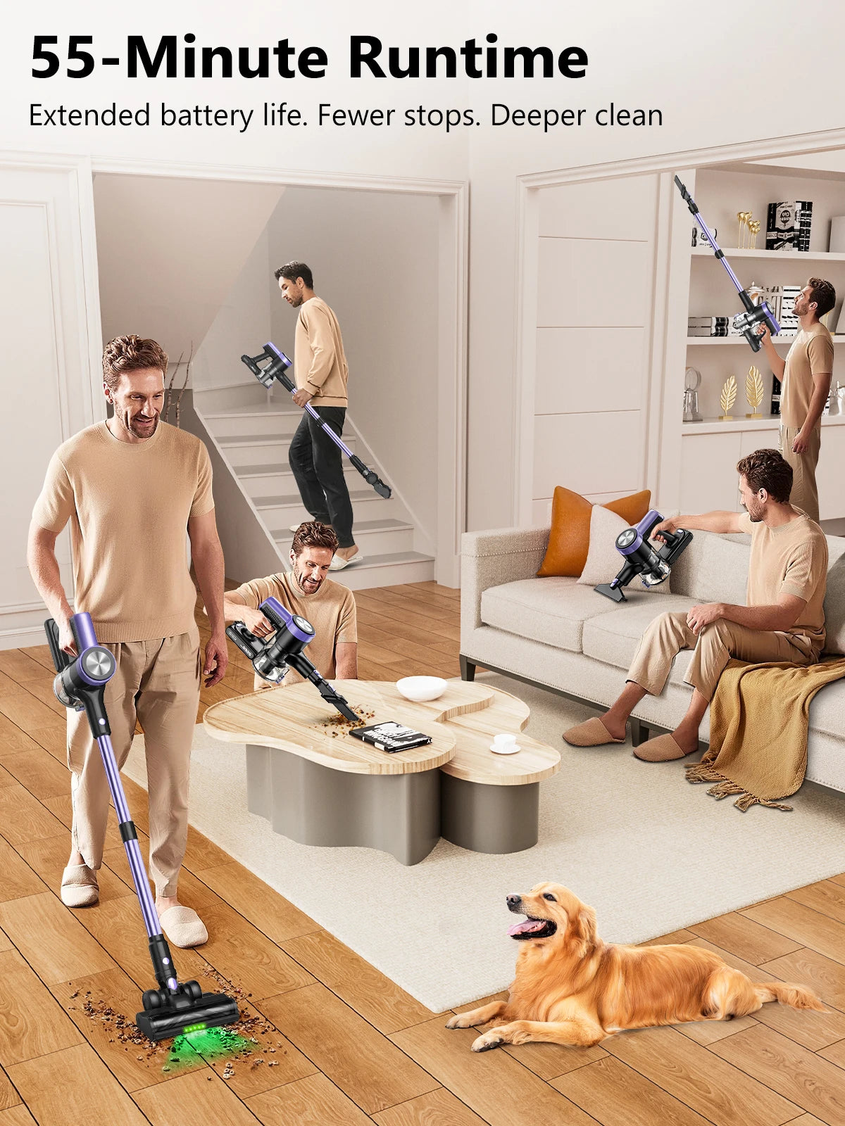 50Watts/55KPA - Cordless Handheld Vacuum Cleaner, 60-Minute Battery Capacity