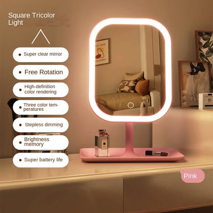 3-COLOR LED LIGHT DESKTOP VANITY MAKEUP MIRROR