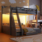 Twin Over Full Bunk Bed with Storage Shelves LED Charging Station & Drawer Solid Wood for Kids Teens Adults White, Customized