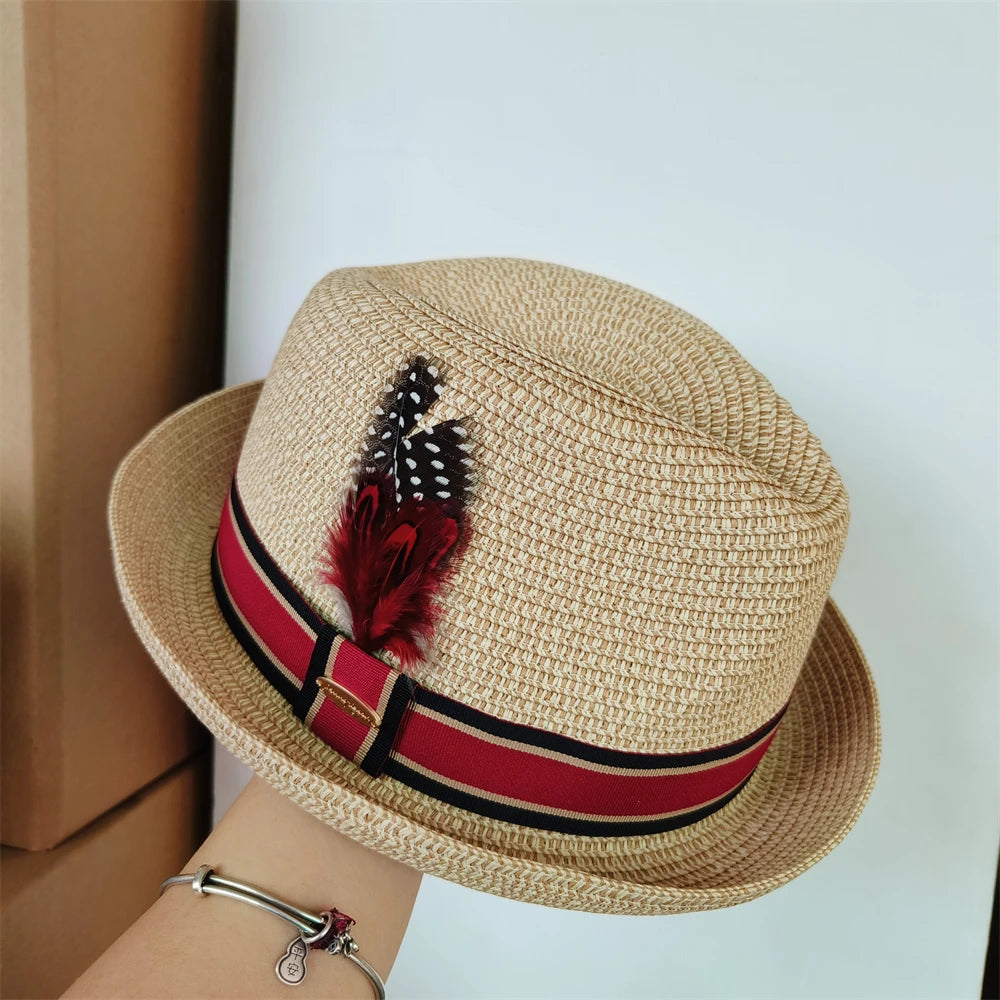 Vintage British Trilby Straw Hat Summer Fedora