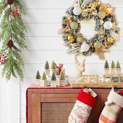 11.81in x 11.81in x 1.97in - CHRISTMAS FRONT DOOR SNOWY FLOCKED WREATHS