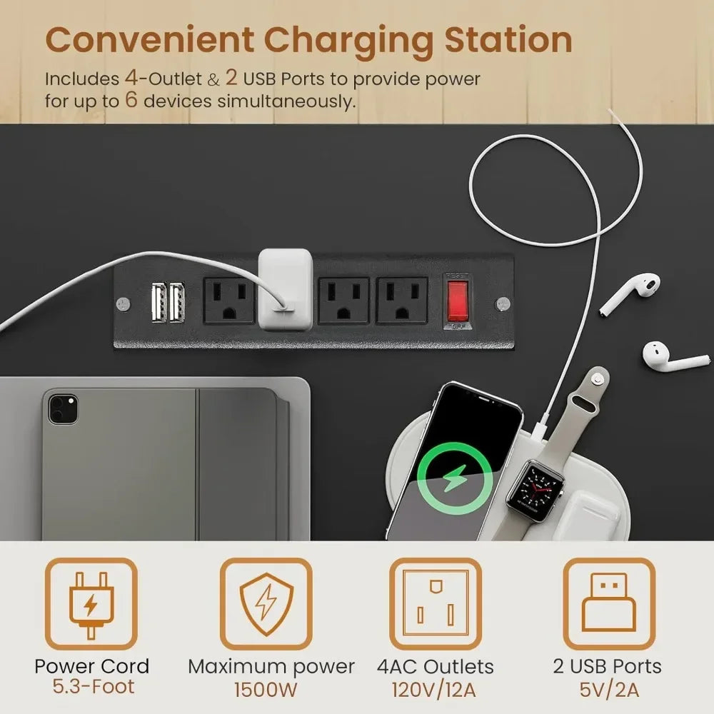OFFICE COMPUTER  DESK W/LOCKABLE DRAWERS & LED LIGHTS
