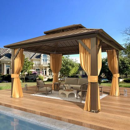 10ft X 12ft - PERMANENT DOUBLE STEEL ROOF HARDTOP GAZEBO