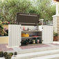 51.96in x 74.8in x 28.34in - RESIN OUTDOOR STORAGE SHED W/METAL SHELF & FLOOR KIT