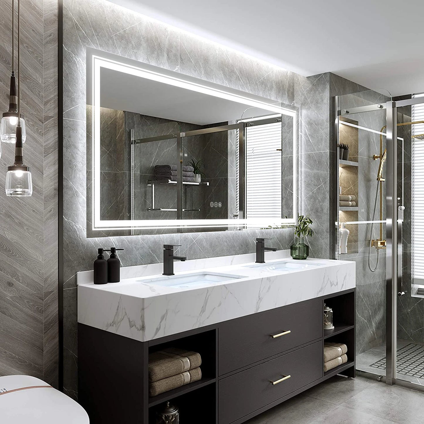 48 inches X 24 inches - LED LIGHTED VANITY MIRROR W/MEMORY, ANTI-FOG