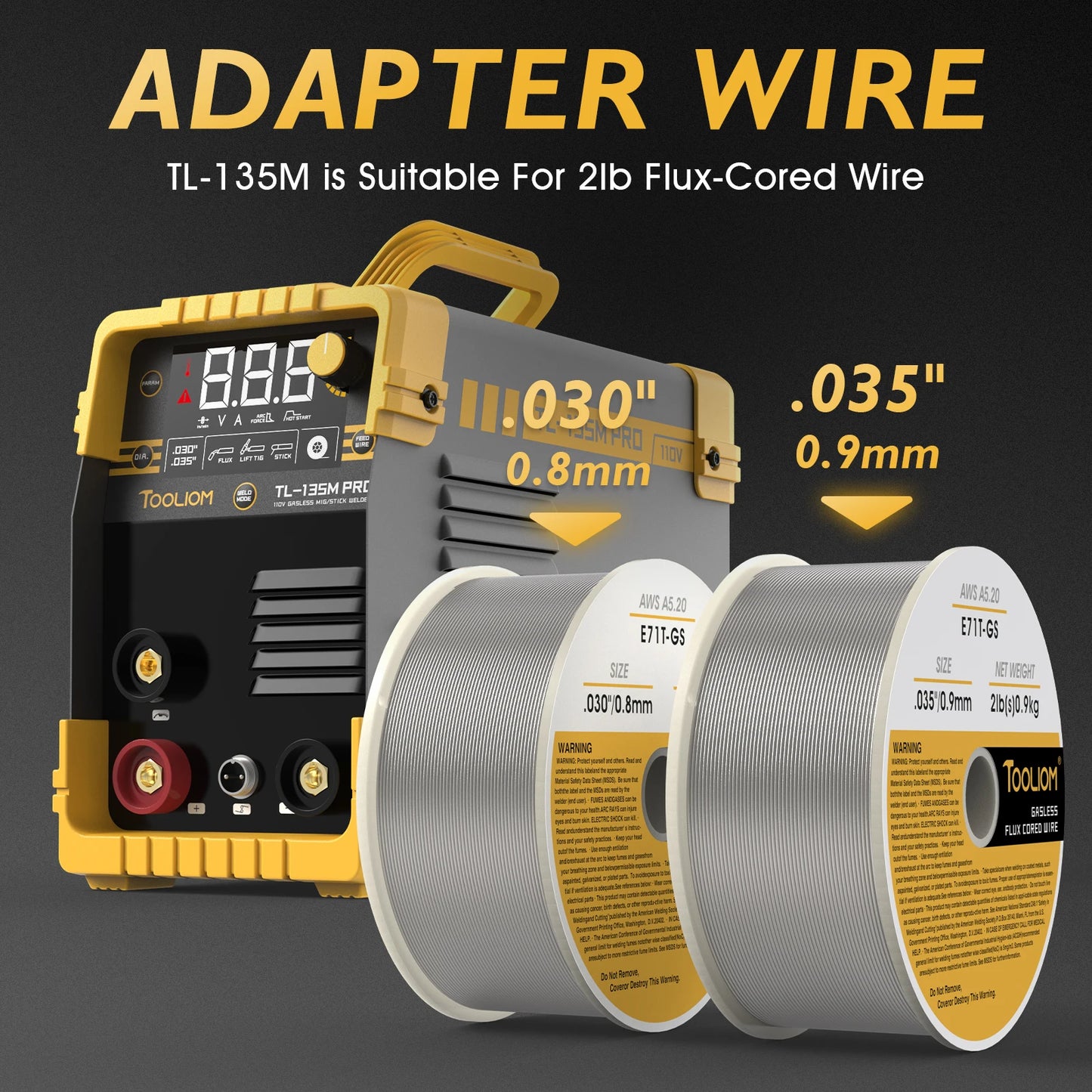 110V, 135A - DC INVERTER MIG WELDER FLUX CORE GASLESS MIG/TIG/STICK
