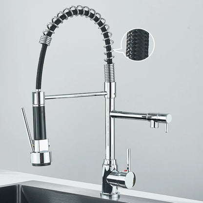 PULL-DOWN CRANE STYLE SPRING KITCHEN SINK FAUCET