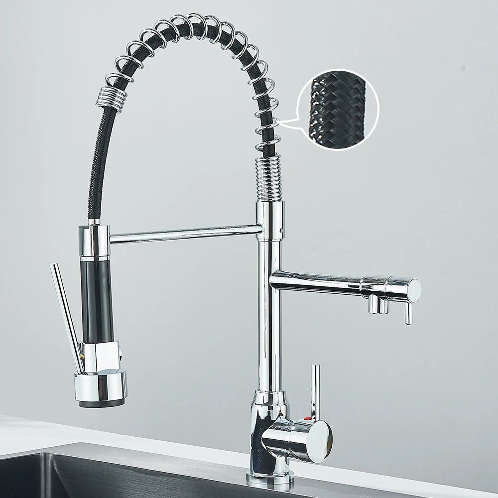 PULL-DOWN CRANE STYLE SPRING KITCHEN SINK FAUCET