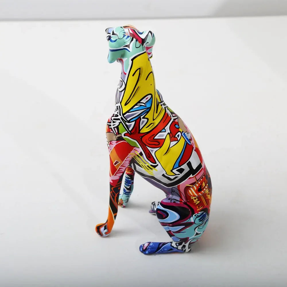 COLORFUL ABSTRACT PAINTED GREYHOUND DOBERMAN DESKTOP DECORATION