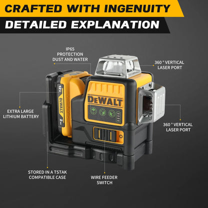 12V, 2.0AH - Dewalt DW089LG 12-LINE LASER-LEVEL W/LITHIUM ION BATTERY